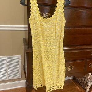 Lilly Pulitzer Lonnie allover lace shift Yellow White Dress Size 4